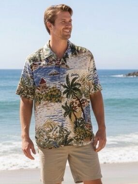 Reyn Spooner collectible Catalina Island, men’s Hawaiian shirt size medium
